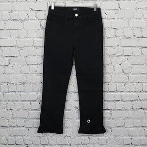 2/$20 Paige Hoxton Black Straight Leg Jeans Size 27 Raw Hem Flawed Denim